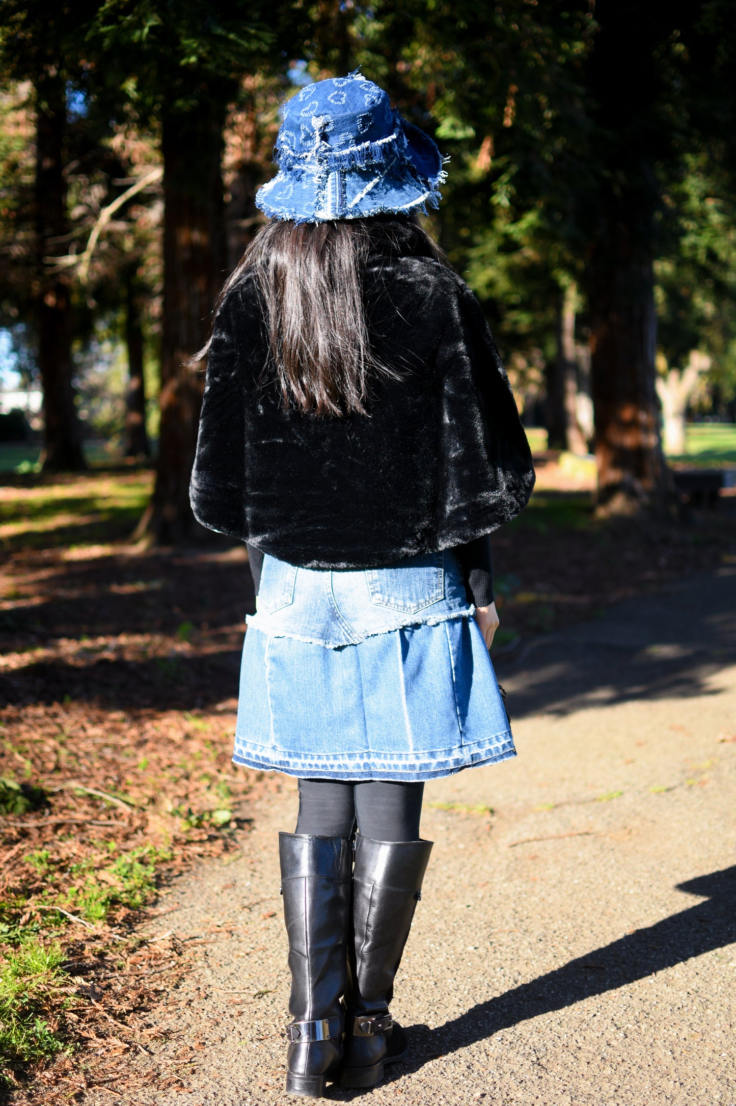 1 Of 1 Handmade Two-Tier Denim Gathered Short Skirt With Black Tassels Frayed Edges And Original Jeans Pockets Size Medium Size 8