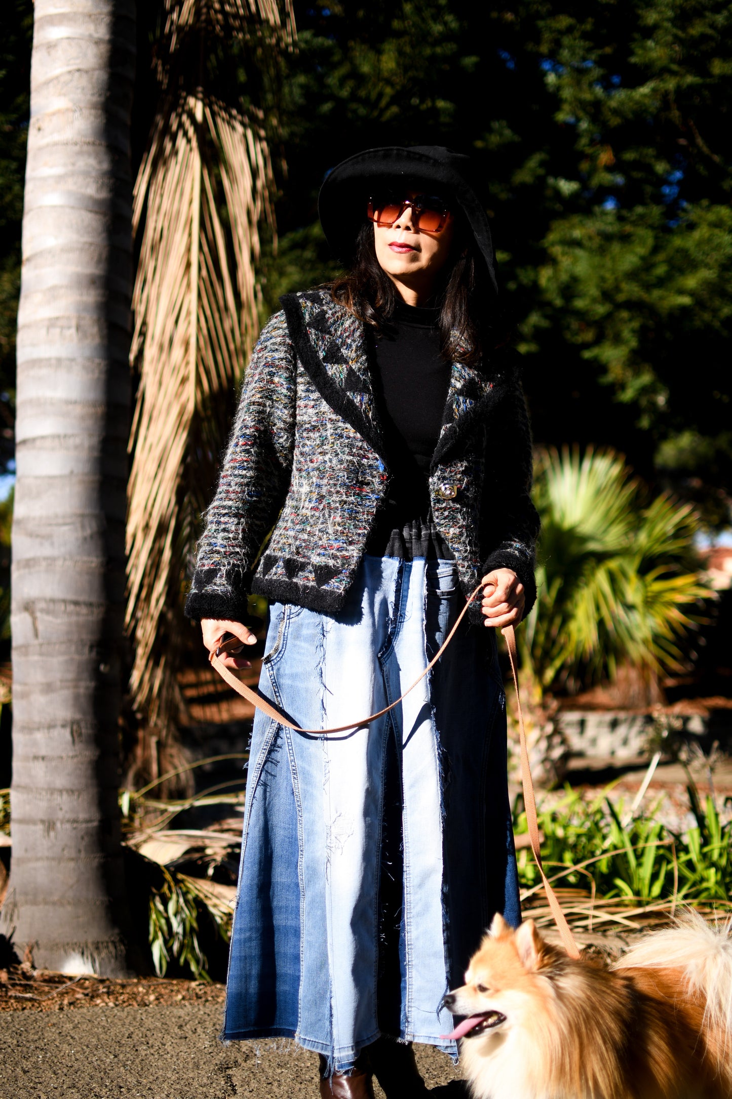 Handmade 1 Of 1 360 Degree Upcycled Denim Long Skirt From 5 Pairs of Jeans With Elastic Waistband Only One Size XS S Medium Large XL 1X 2X