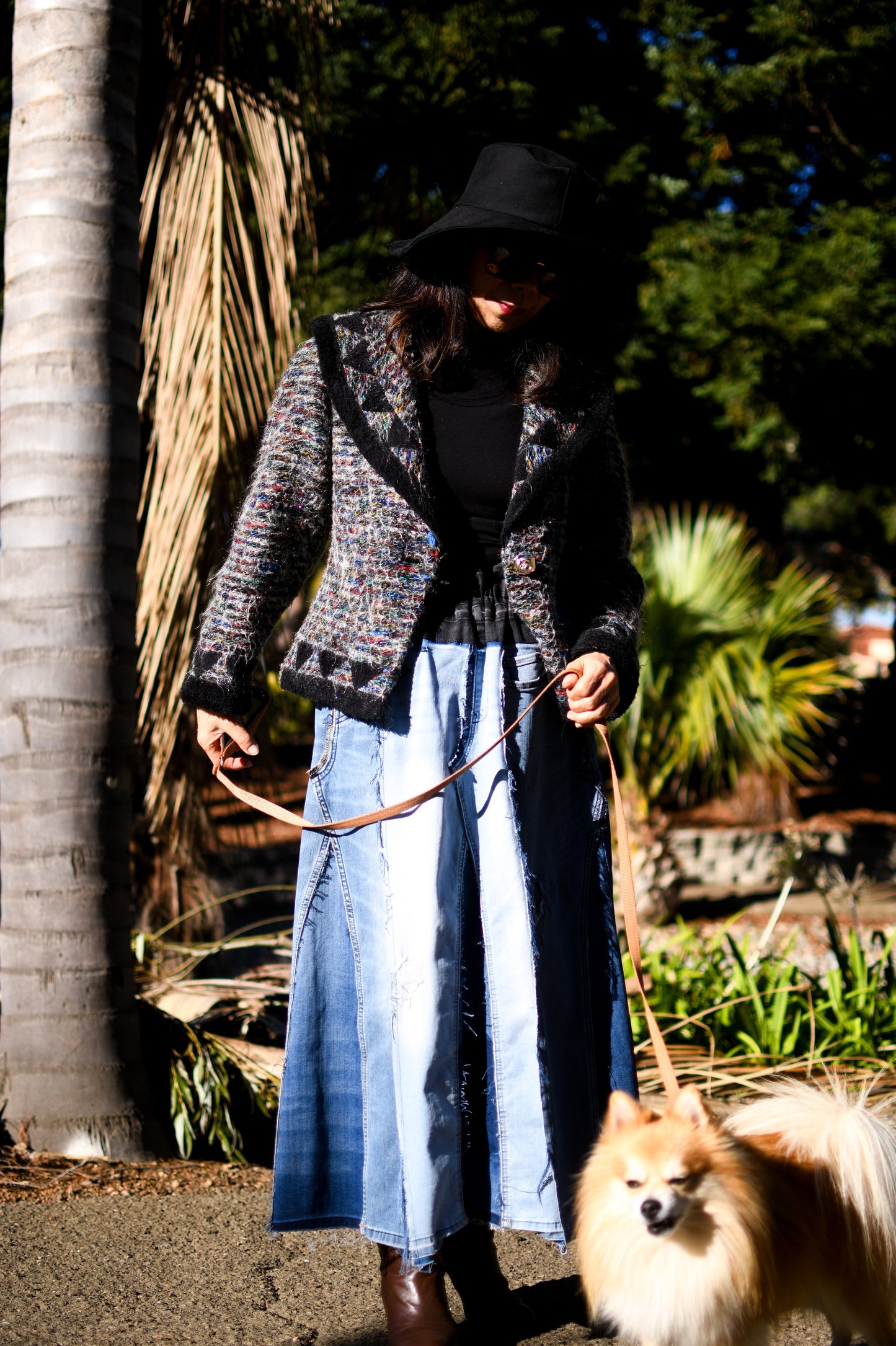 Handmade 1 Of 1 360 Degree Upcycled Denim Long Skirt From 5 Pairs of Jeans With Elastic Waistband Only One Size XS S Medium Large XL 1X 2X