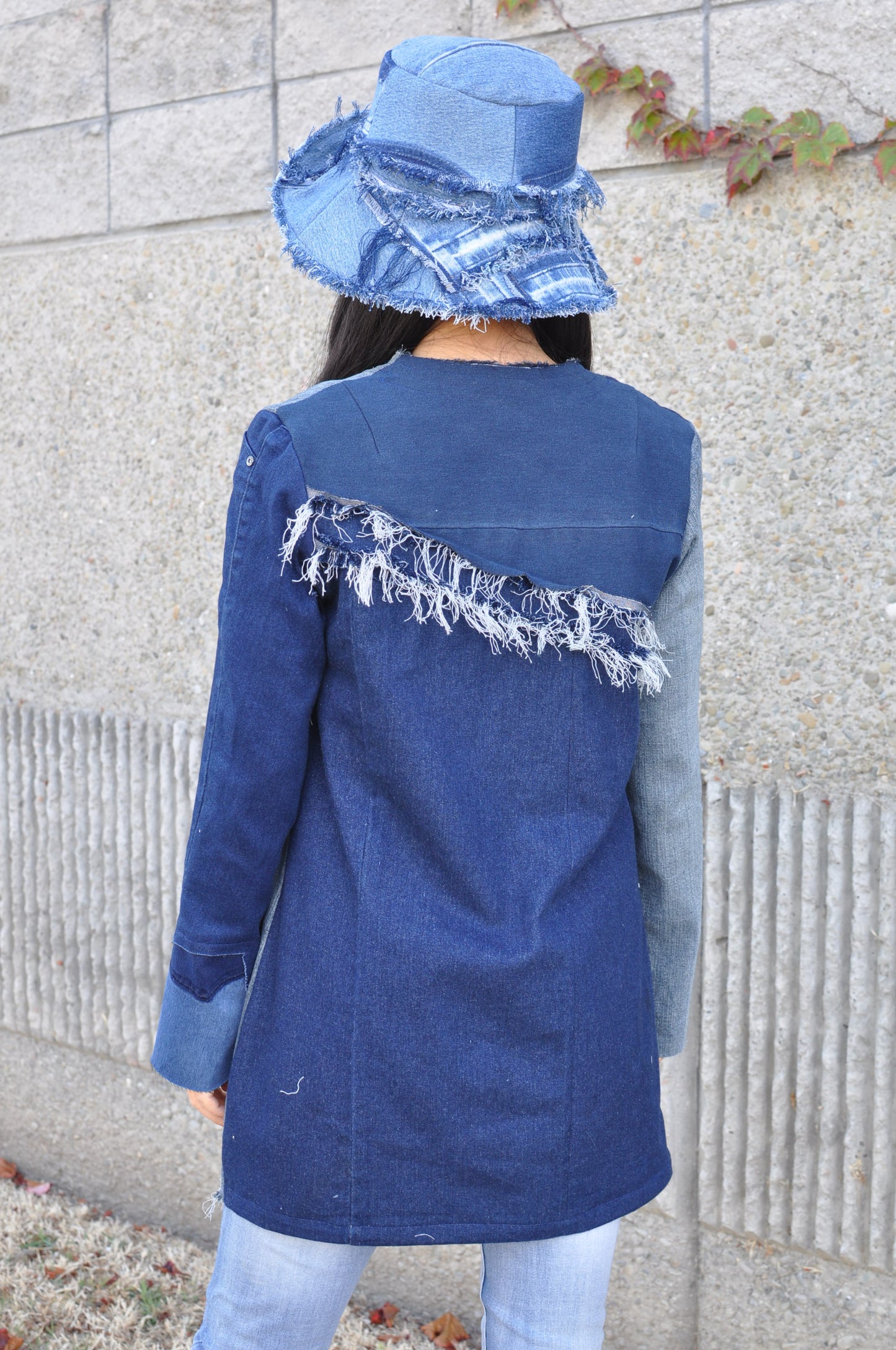 Distressed Frayed Denim Bucket Hat handmade