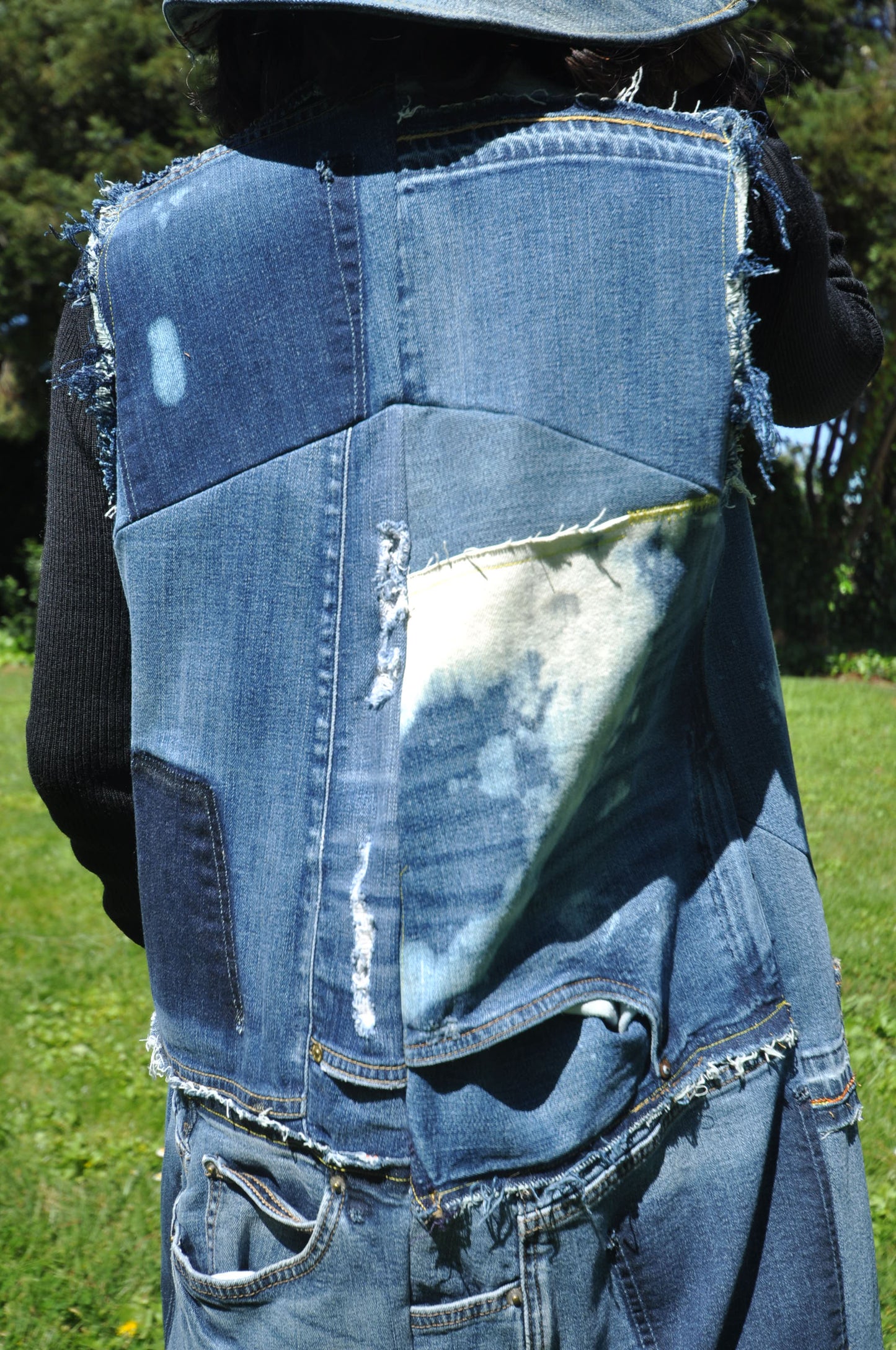 Upcycled Denim Long Vest Size M/ Size L Only ONE