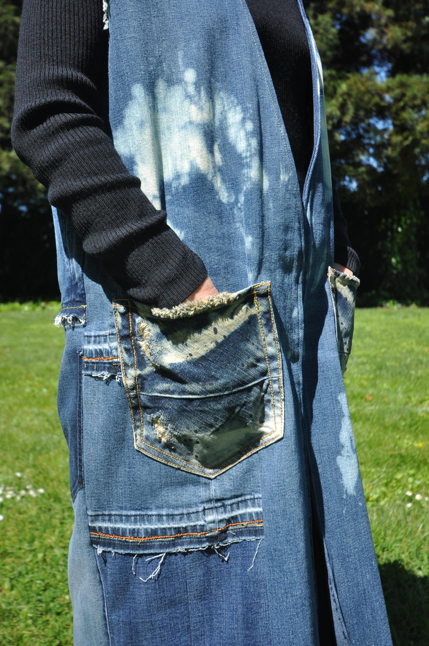 Upcycled Denim Long Vest Size M/ Size L Only ONE