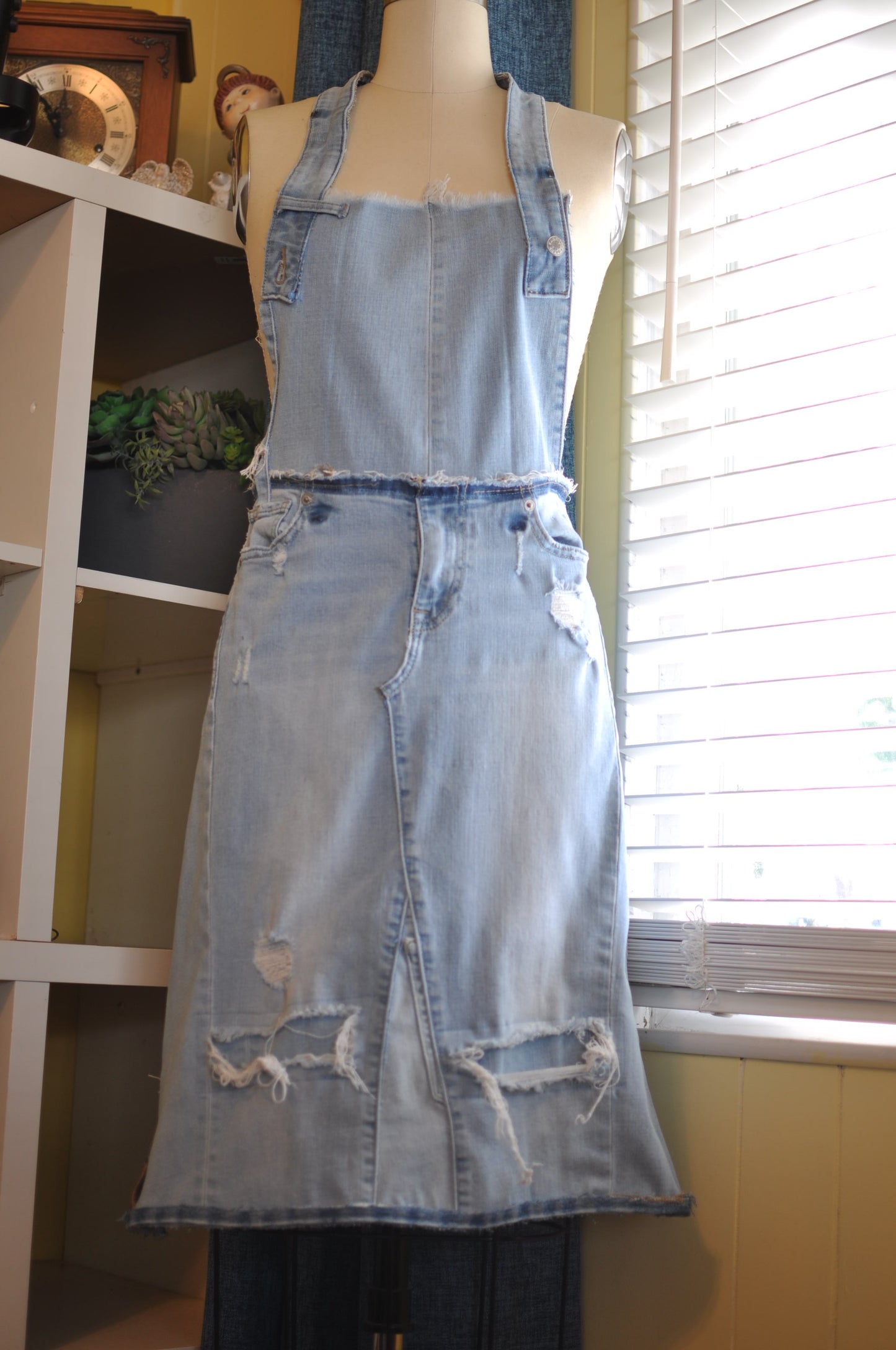 Upcycled Light Color Denim Apron from lucky brand jeans