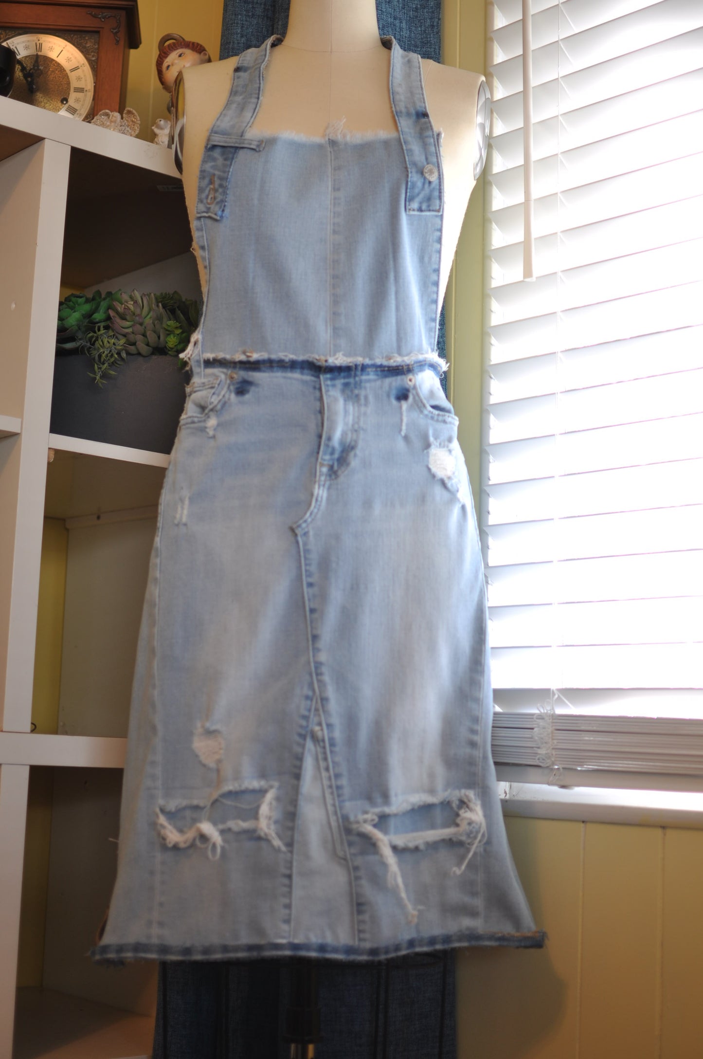 Upcycled Light Color Denim Apron from lucky brand jeans