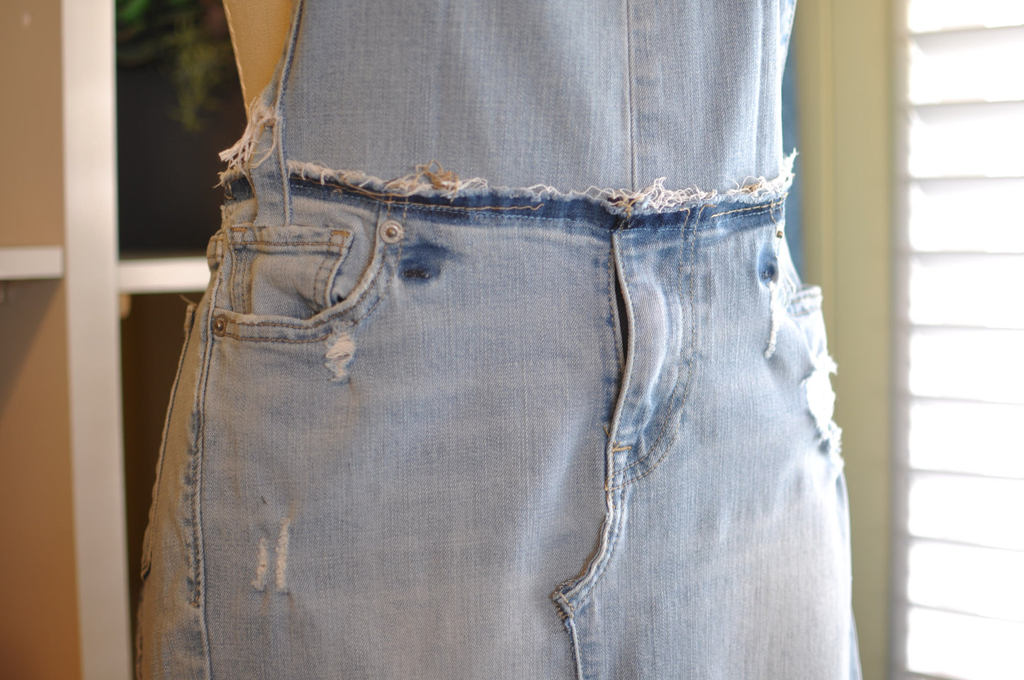 Upcycled Light Color Denim Apron from lucky brand jeans