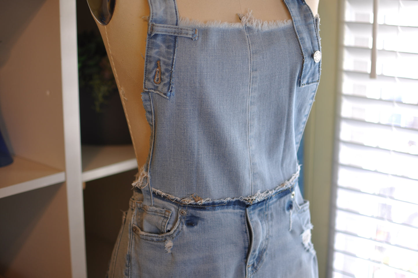 Upcycled Light Color Denim Apron from lucky brand jeans