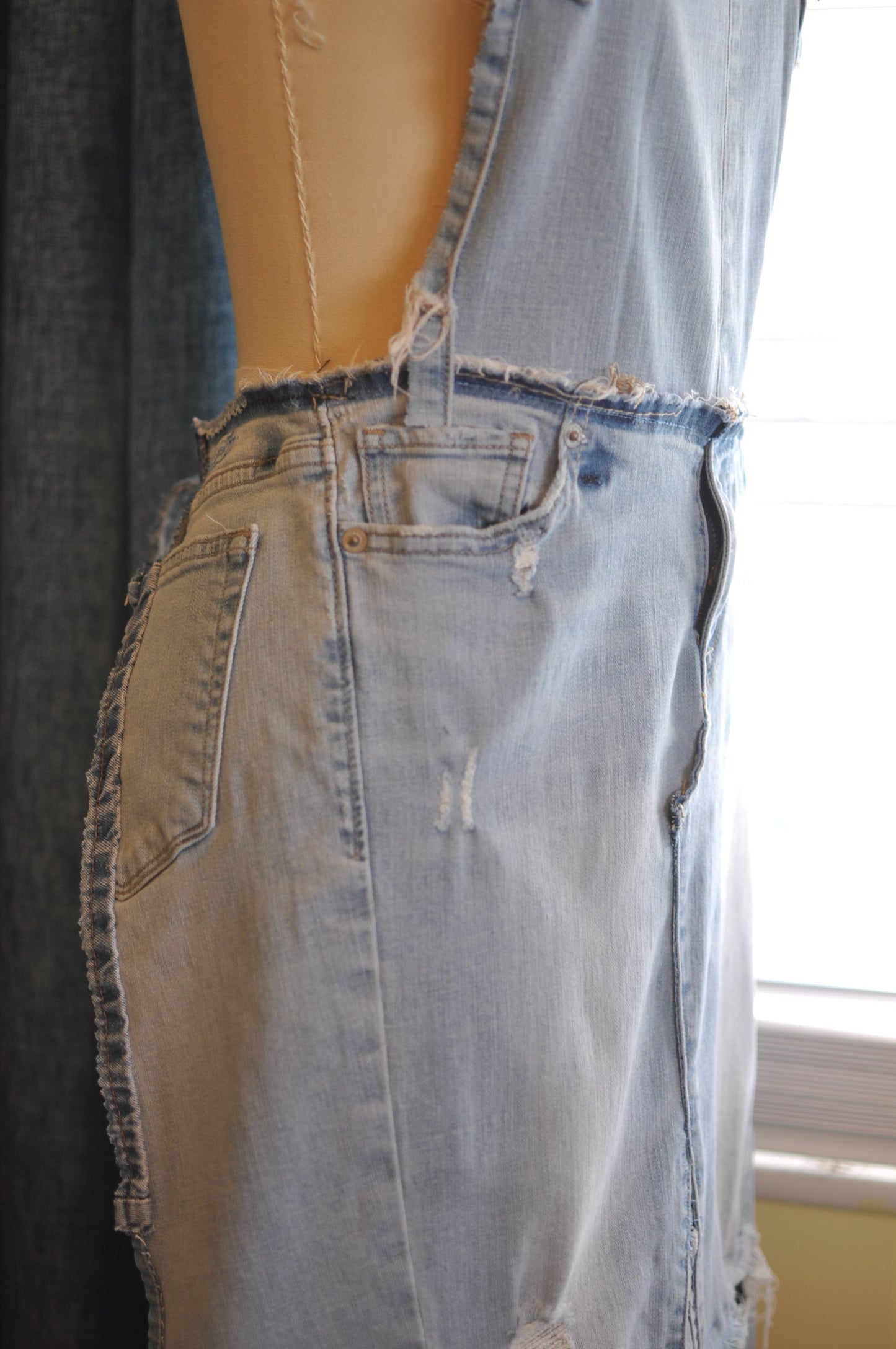 Upcycled Light Color Denim Apron from lucky brand jeans