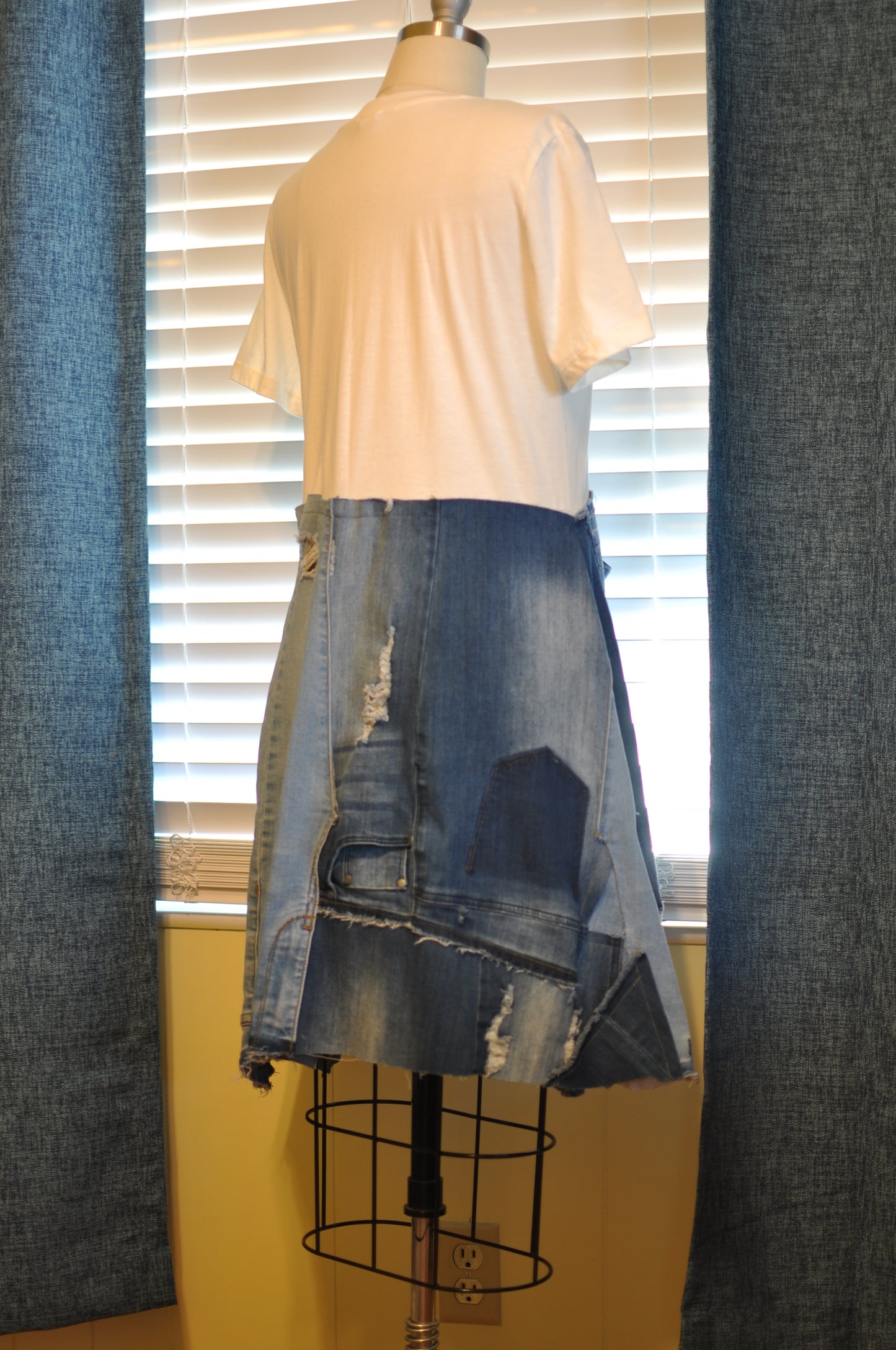 T-shirt Denim Dress With Two Pockets One Size Size S Size M