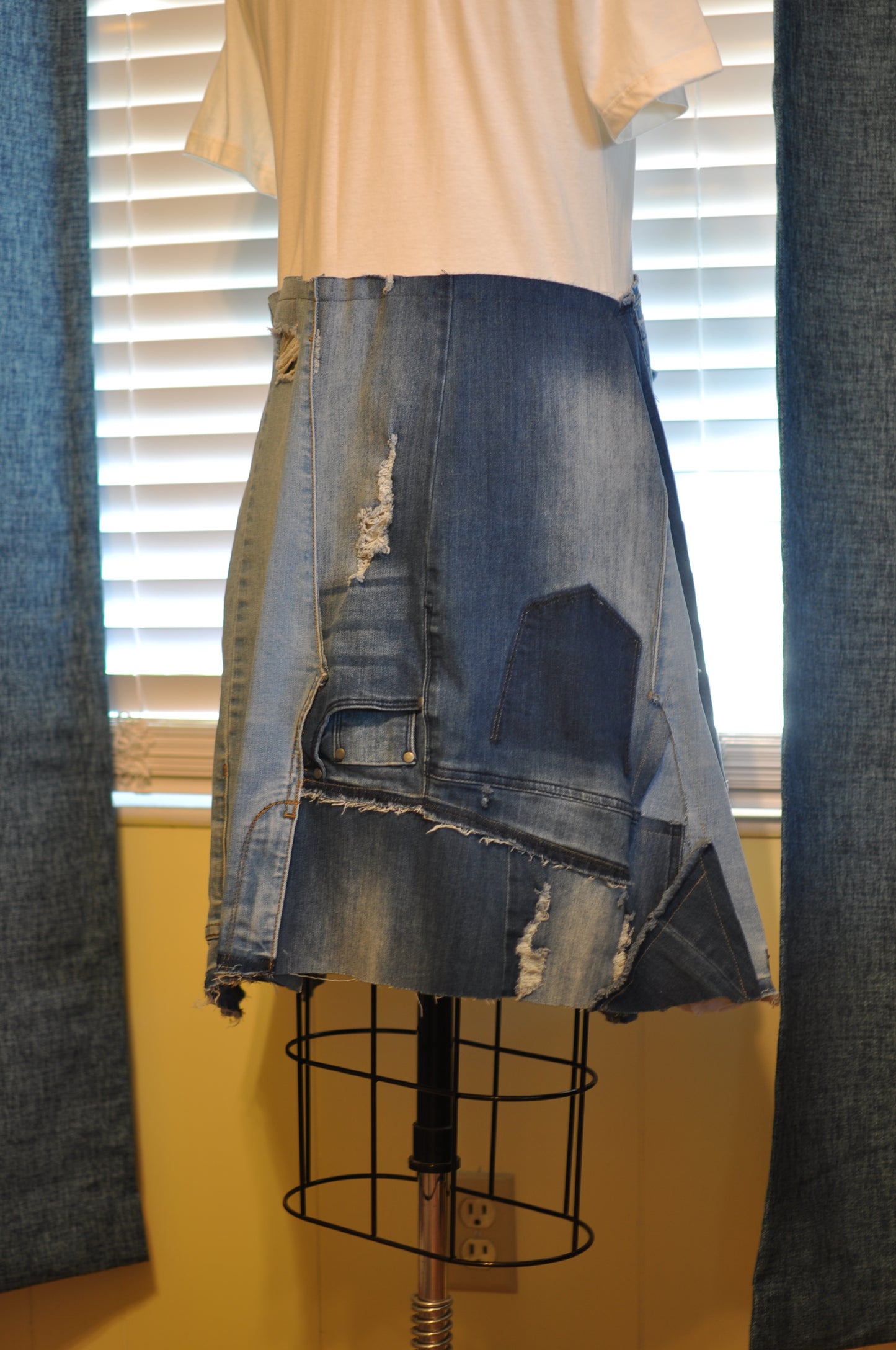 T-shirt Denim Dress With Two Pockets One Size Size S Size M