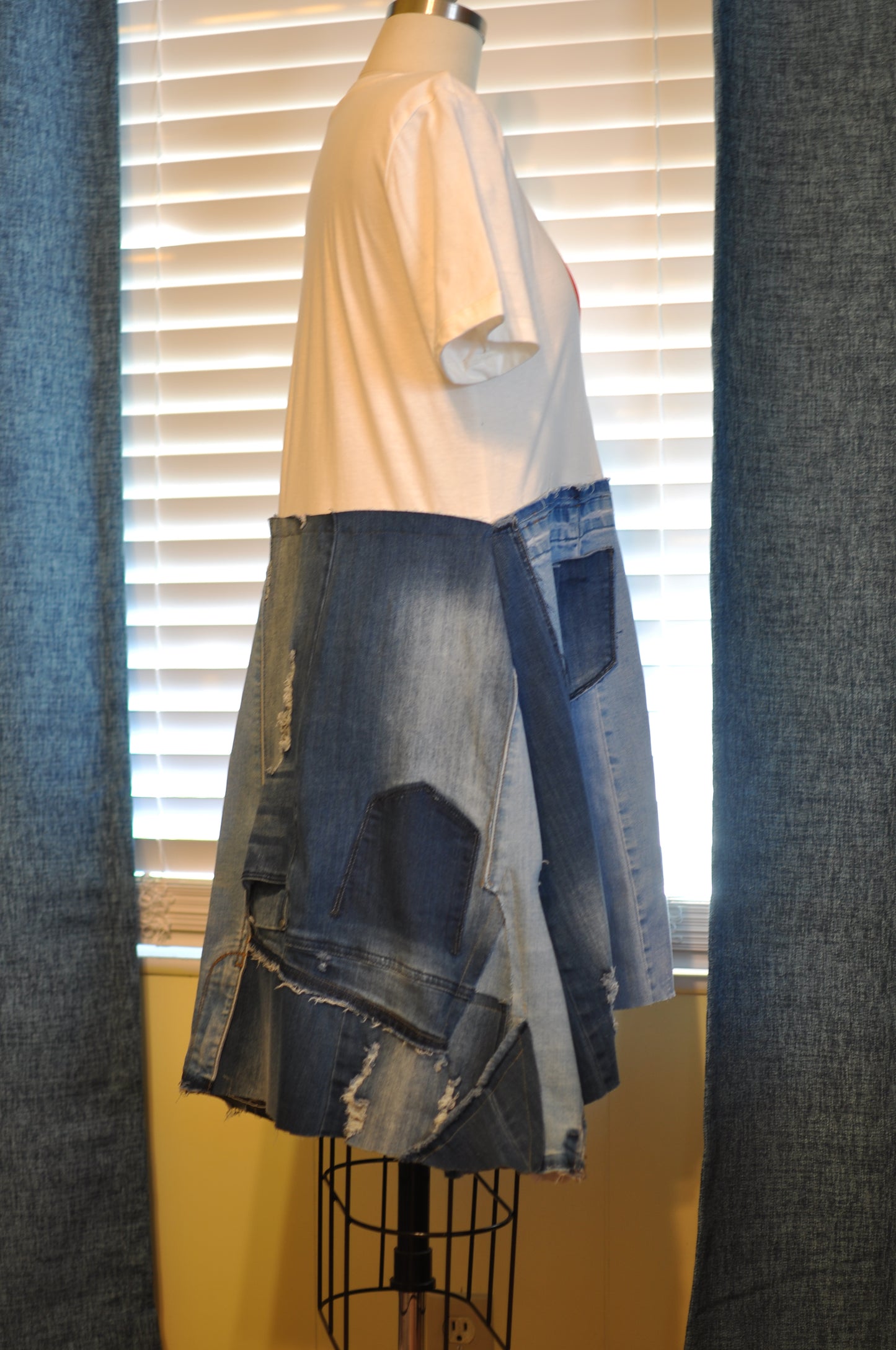 T-shirt Denim Dress With Two Pockets One Size Size S Size M