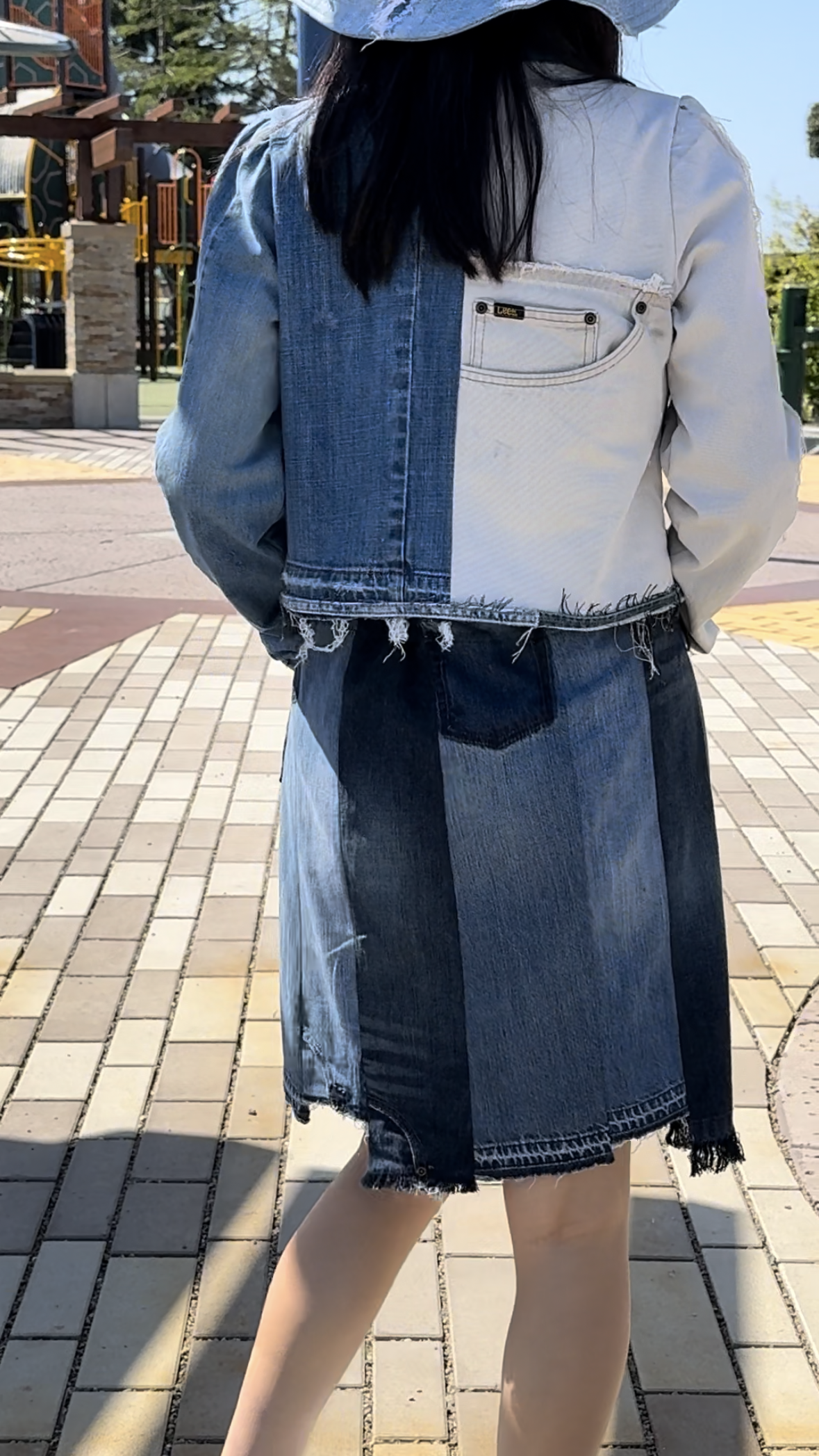 Handmade Upcycled Denim Skirt With Elastic Waistband Two Pocket One Size Small Medium Large XL 1X 2X ALL Fit Upcycled From Jeans