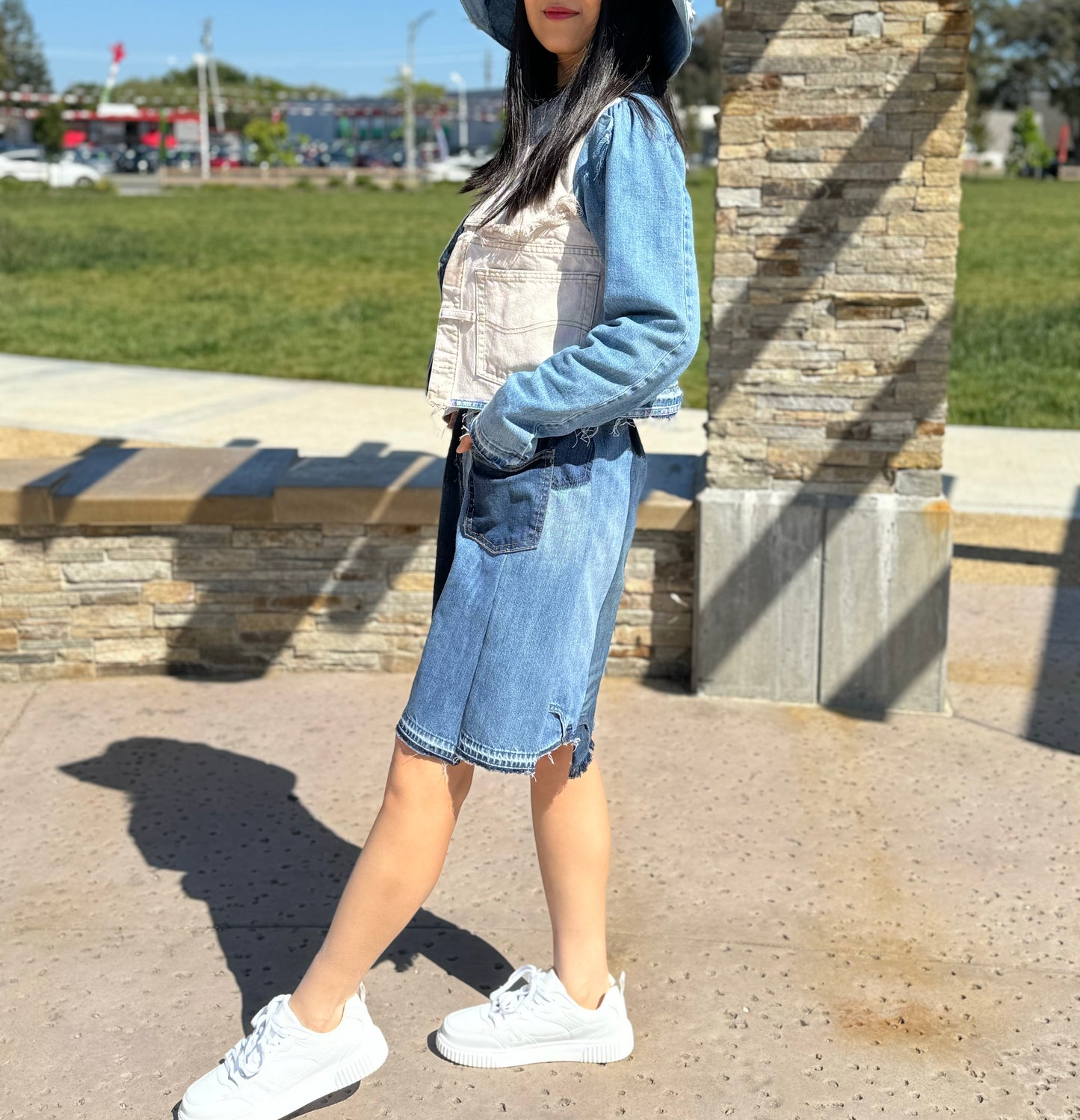 Handmade Upcycled Denim Skirt With Elastic Waistband Two Pocket One Size Small Medium Large XL 1X 2X ALL Fit Upcycled From Jeans