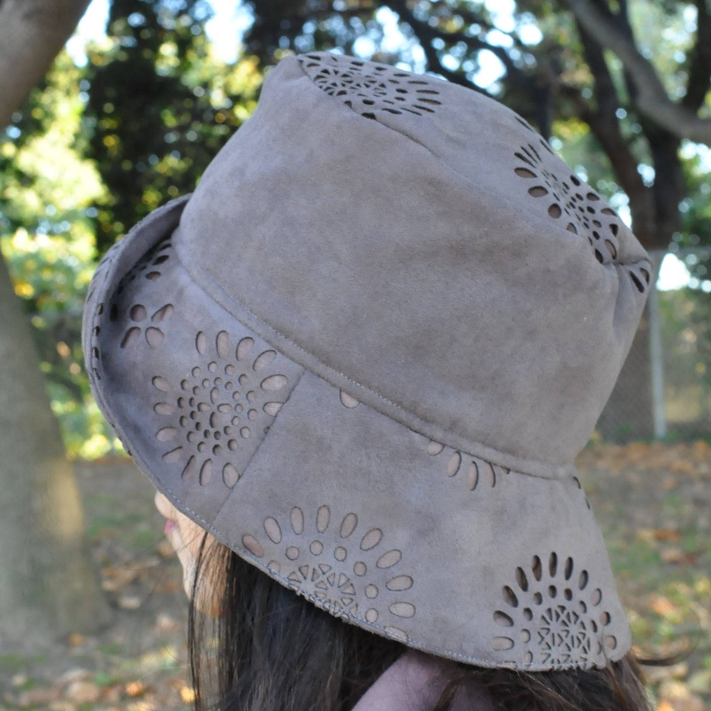 Upcycled Womens Laser Cut fabric Bucket Hat